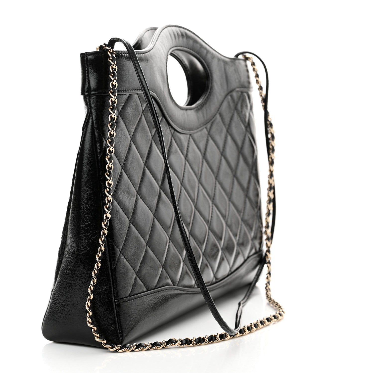 Chanel Shiny Lambskin Quilted 31 Shopping Bag Black 3 of 7