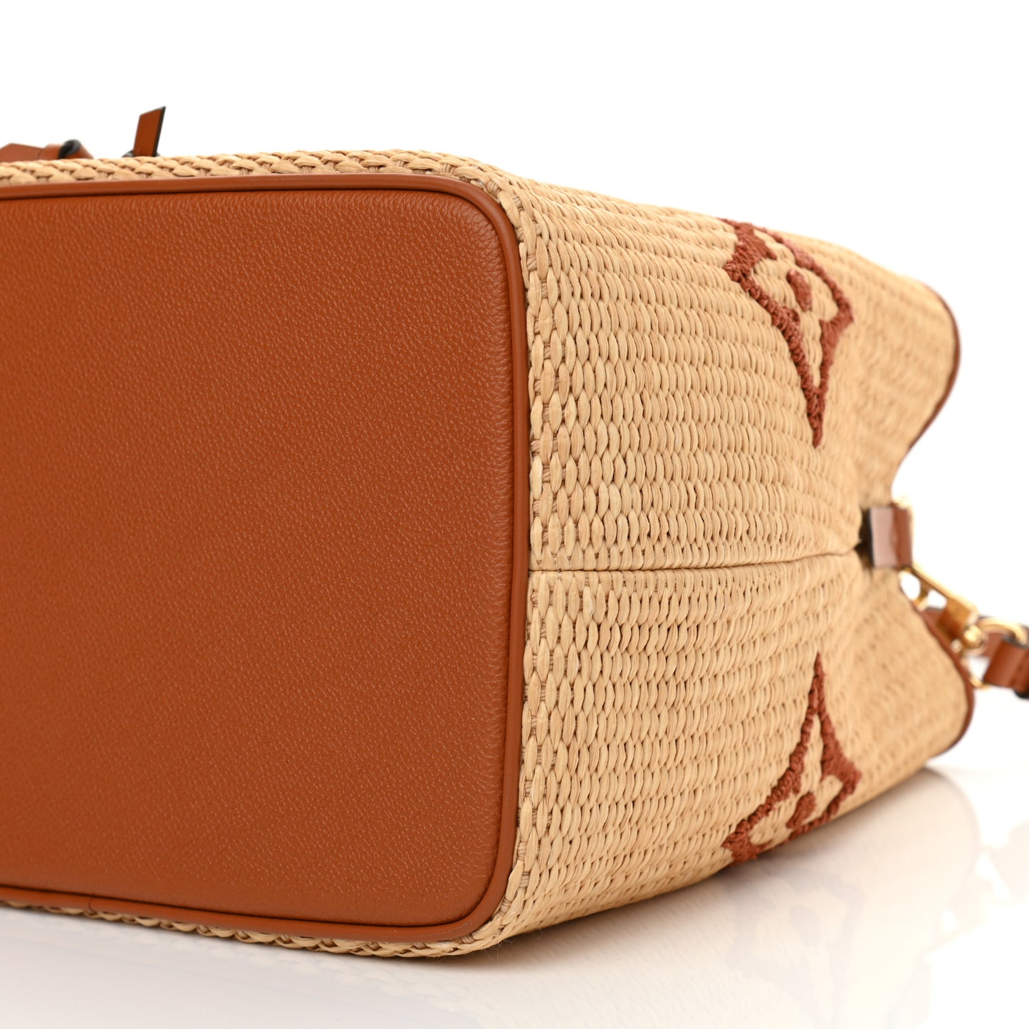 Raffia Calfskin Monogram Neonoe MM Tan