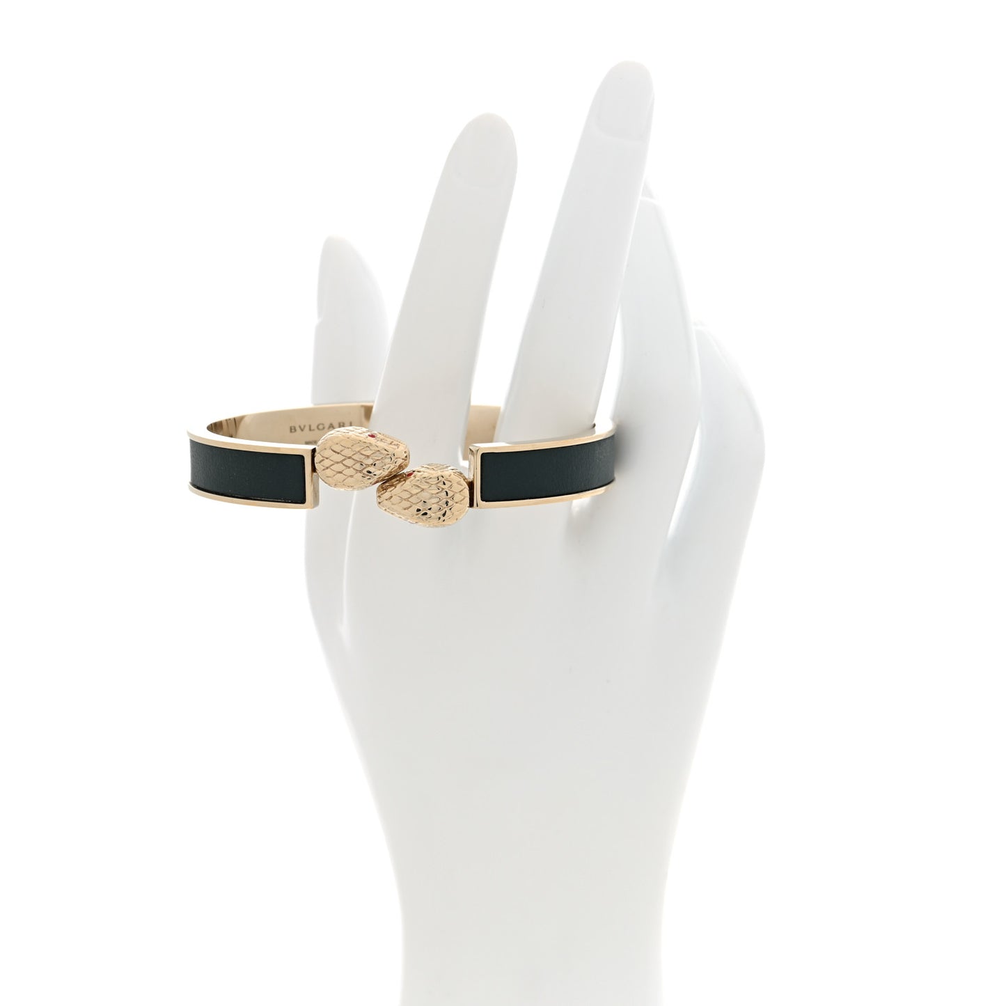 Metal Calfskin Serpenti Forever Bangle Bracelet Green