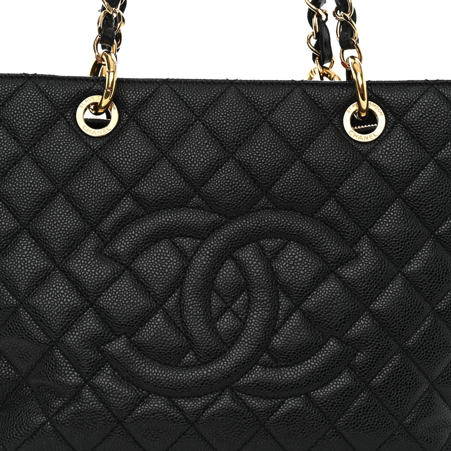 Caviar Quilted Grand Shopping Tote GST Black
