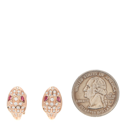 Bulgari 18K Rose Gold Diamond Tourmaline Serpenti Seduttori Earrings 2 of 6