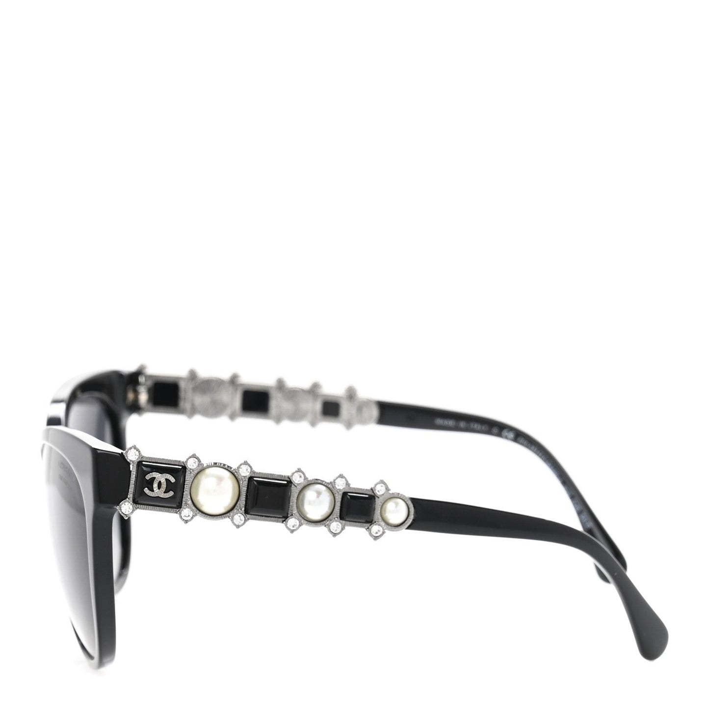 Crystal Pearl Cat Eye Sunglasses 5336-H-B Black