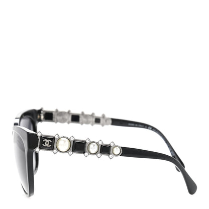 Chanel Crystal Pearl Cat Eye Sunglasses 5336-H-B Black 3 of 7