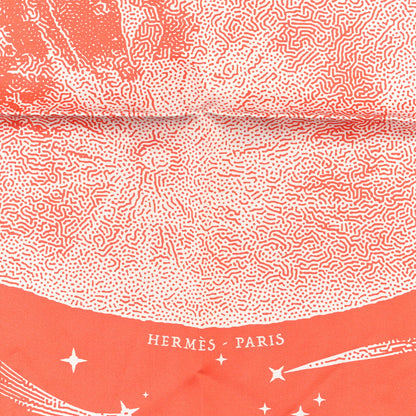 Hermes Silk Double Face Clair De Lune Scarf 90 Orange Gris White 2 of 4