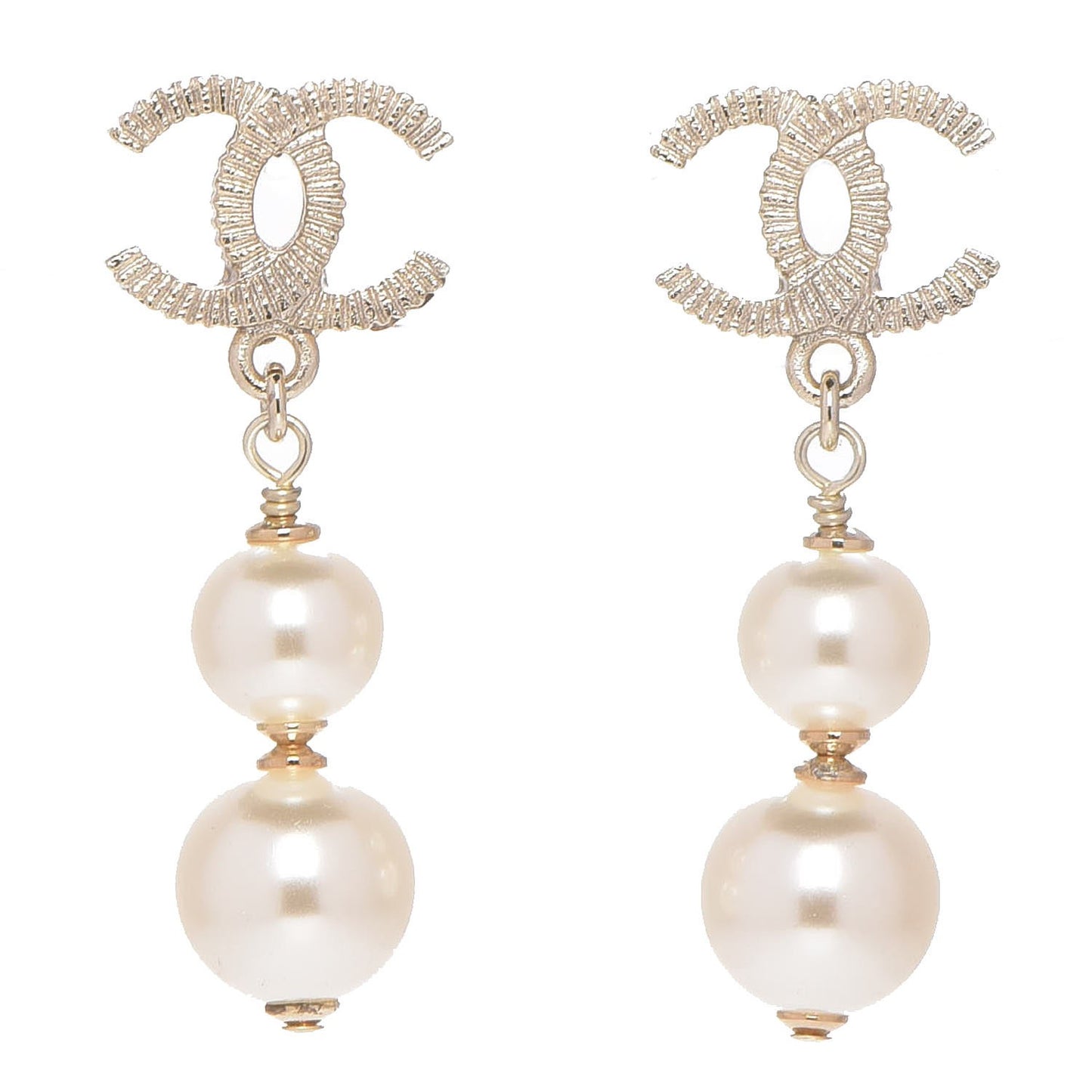 Pearl CC Drop Earrings Gold