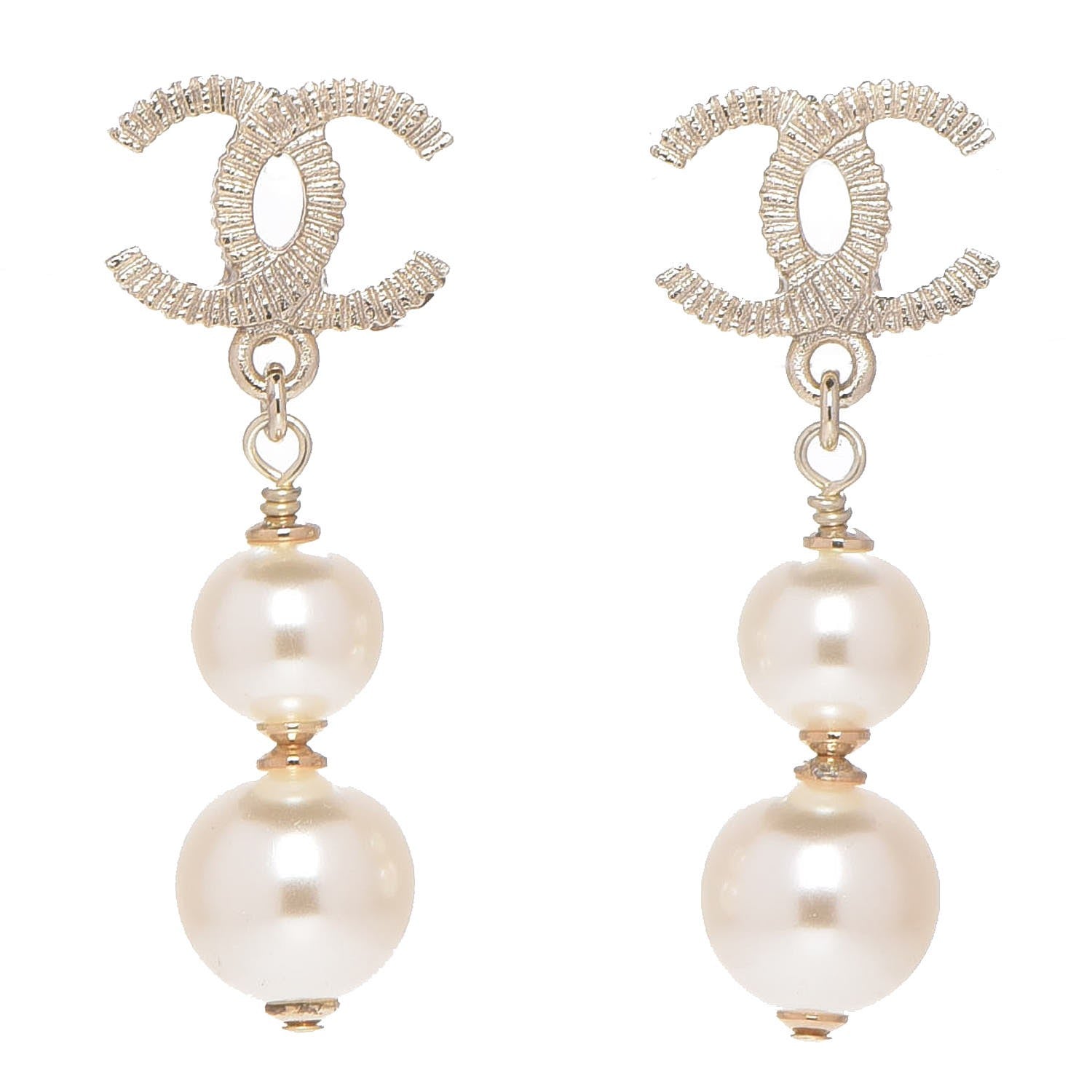 Chanel Pearl CC Drop Earrings Gold 1 of 5