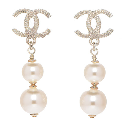 Chanel Pearl CC Drop Earrings Gold 1 of 5