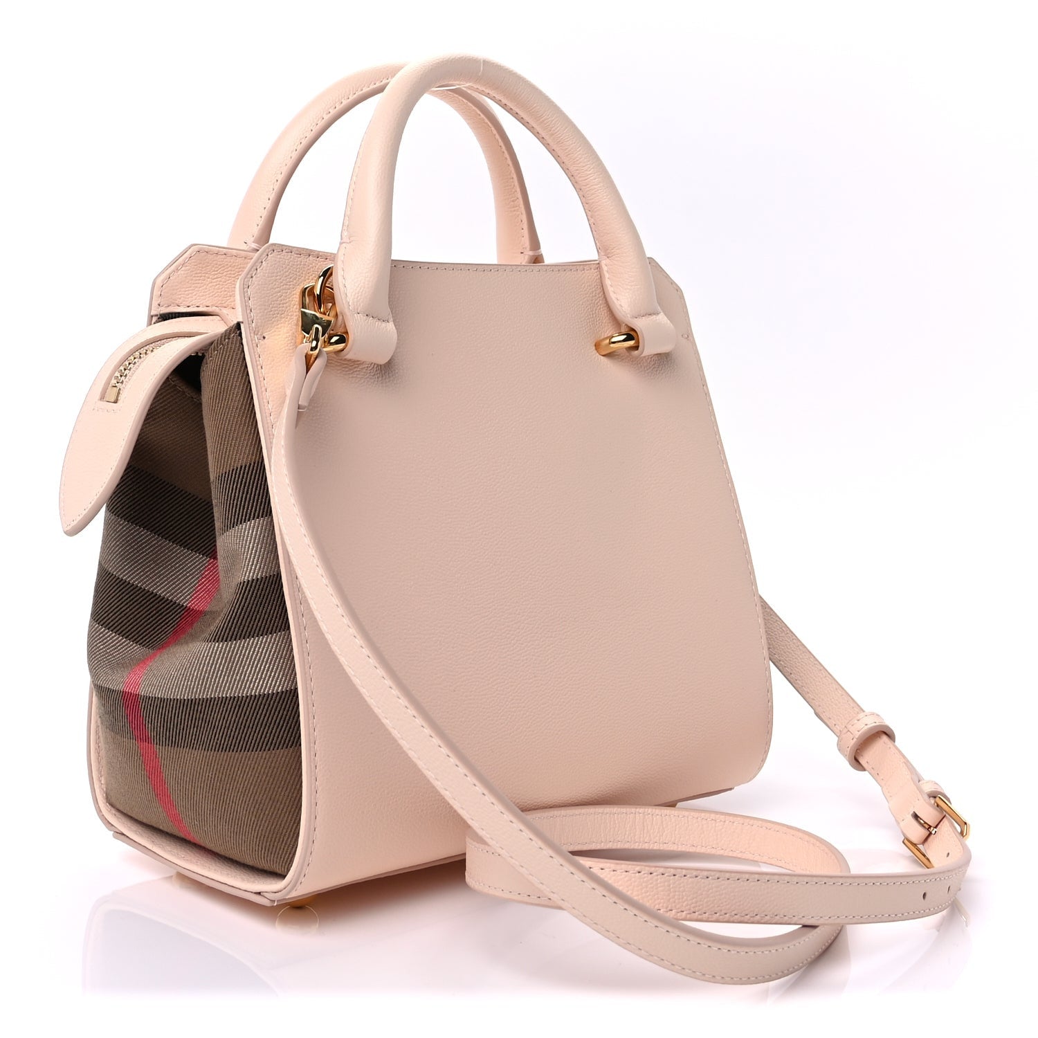 Burberry Calfskin Mega Check Mini Banwell Tote Pale Cameo 2 of 8