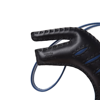 Hermes Milo Lambskin Rooroo Bag Charm Black Bleu de Malte 3 of 4