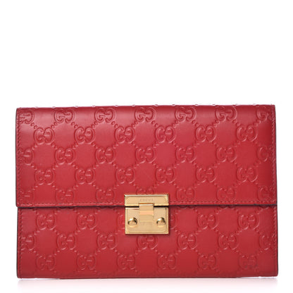 Gucci Guccissima Padlock Clutch Hibiscus Red 1 of 10