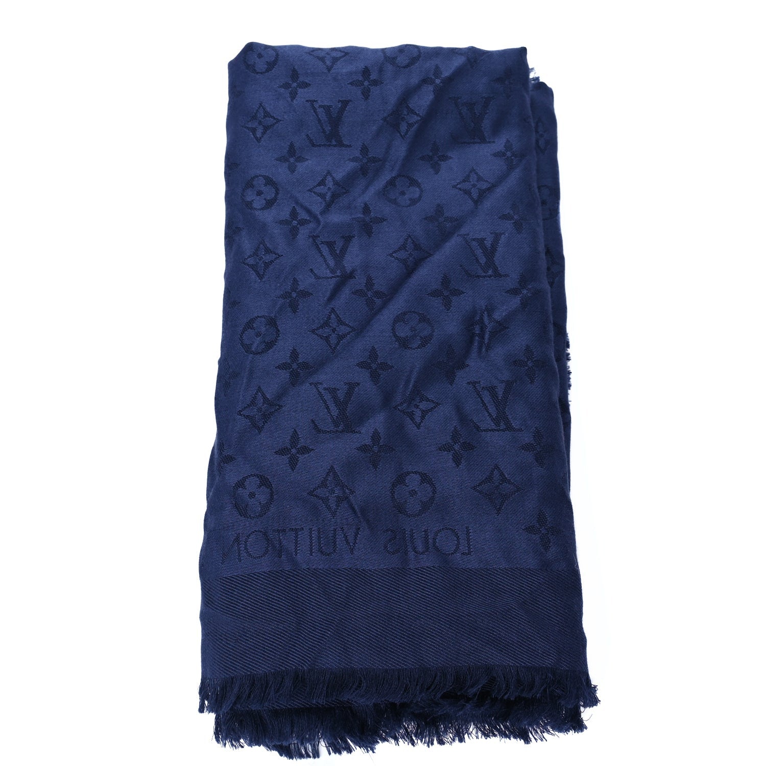 Louis Vuitton Silk Wool Monogram Shawl Night Blue 1 of 4