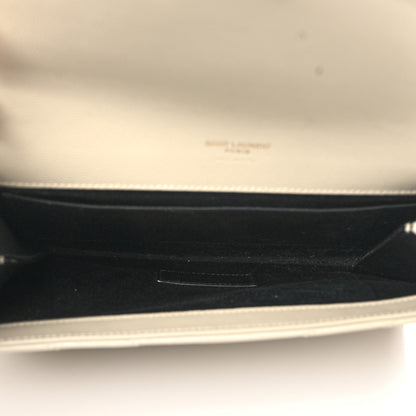 Saint Laurent Grain De Poudre Matelasse Chevron Monogram Envelope Clutch Crema Soft 5 of 8
