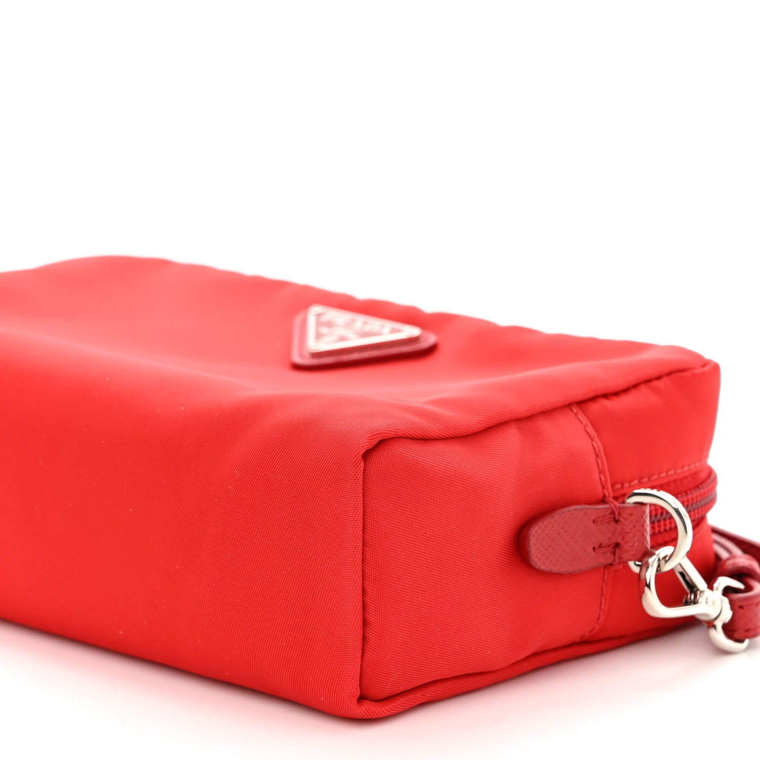Prada Tessuto Nylon Vela Saffiano Necessaire Wristlet Pouch Rosso 10 of 10