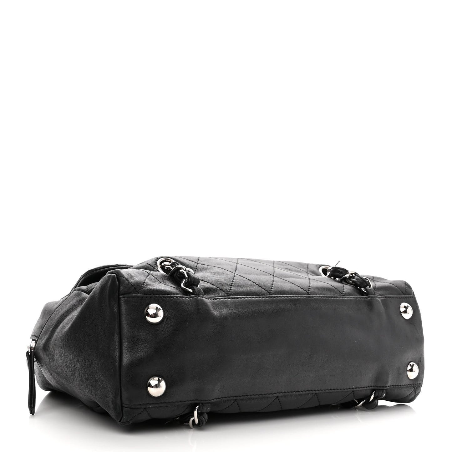 Lambskin Quilted Medium Chain Around Tote Black