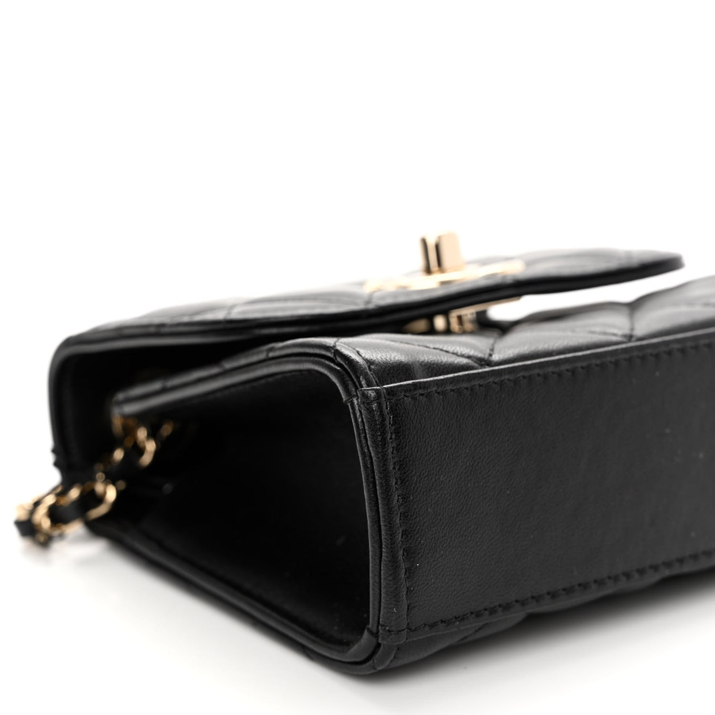 Lambskin Quilted Mini Trendy CC Clutch With Chain Black