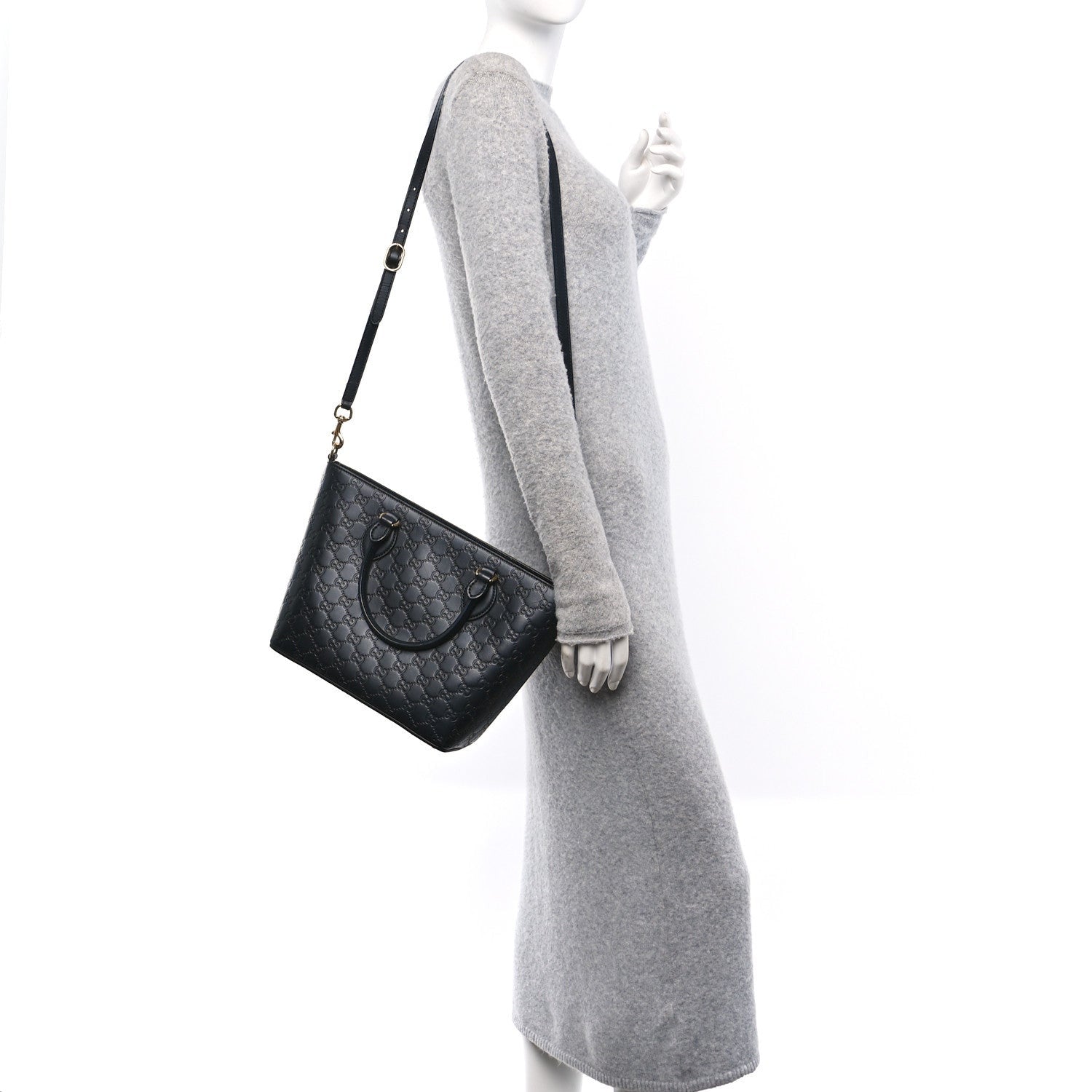 Gucci ssima Small Zippered Bucket Tote Black 2 of 7