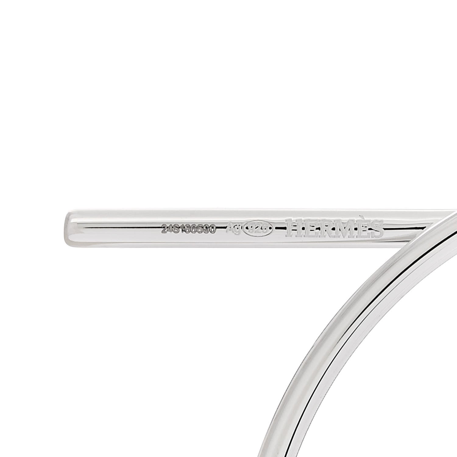 Hermes Sterling Silver MM Loop Earrings 4 of 6