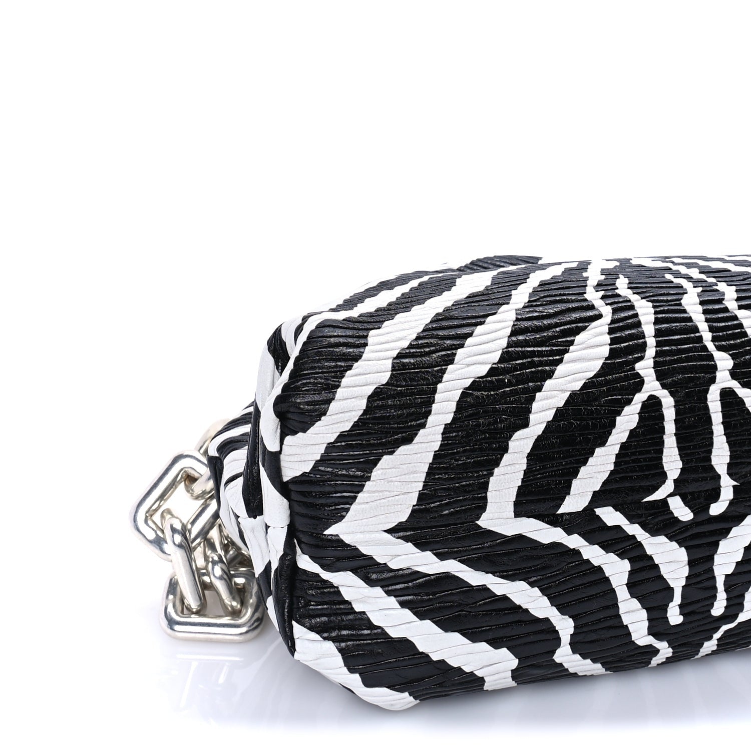 Bottega Veneta Nappa Zebra Print The Pouch Chain  White Black 7 of 7