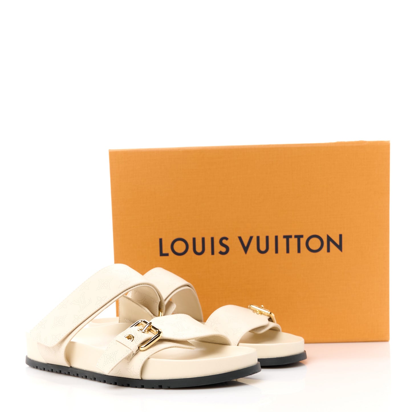 Mahina Bom Dia Flat Mule Sandals 38 Beige Clair