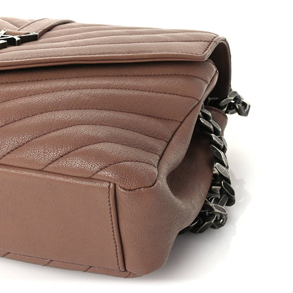 Saint Laurent Sheepskin Matelasse Chevron Monogram Medium College Bag  Fard 9 of 9