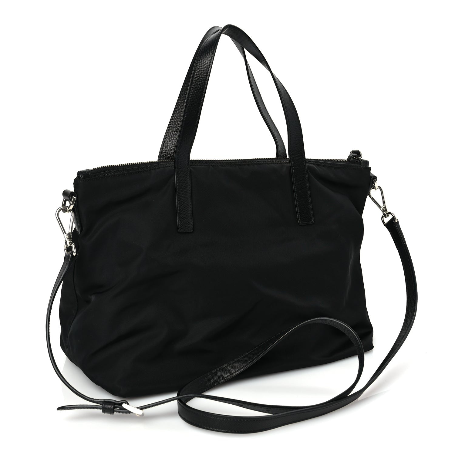 Prada Tessuto Nylon Saffiano Vela Robot Tote Black 2 of 8