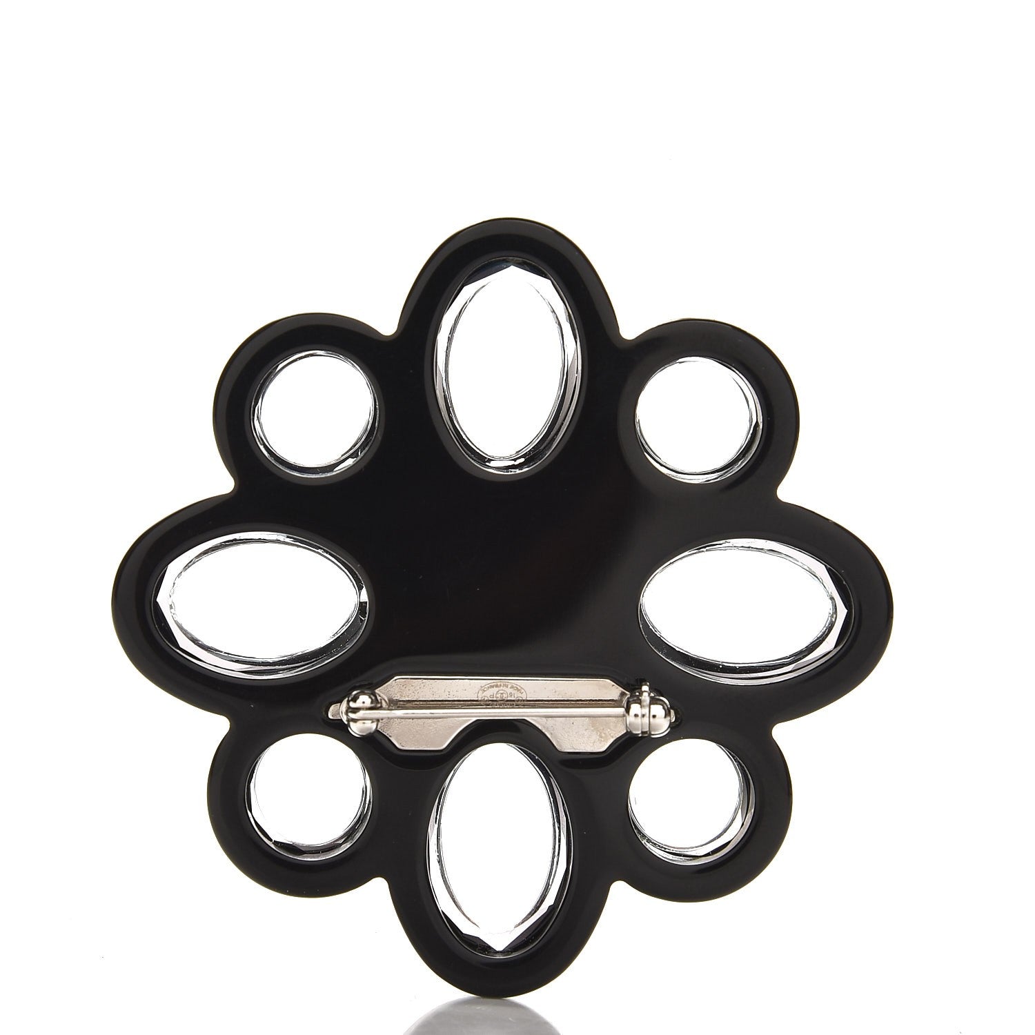 Chanel Resin Crystal CC Logo Brooch Black 3 of 5