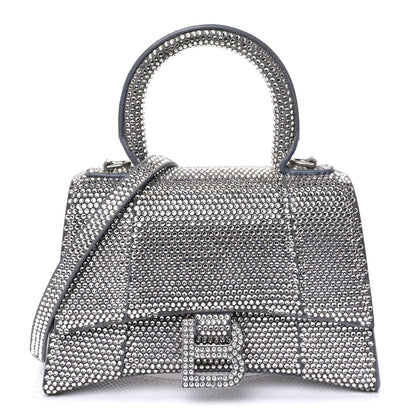 Balenciaga Strass Suede Hourglass Top Handle Bag XS  Smoke Grey Crystal 1 of 8