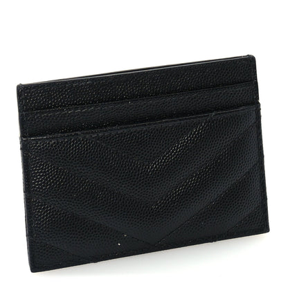Saint Laurent Grain De Poudre Matelasse Chevron Cassandre Credit Card Case Black 4 of 7