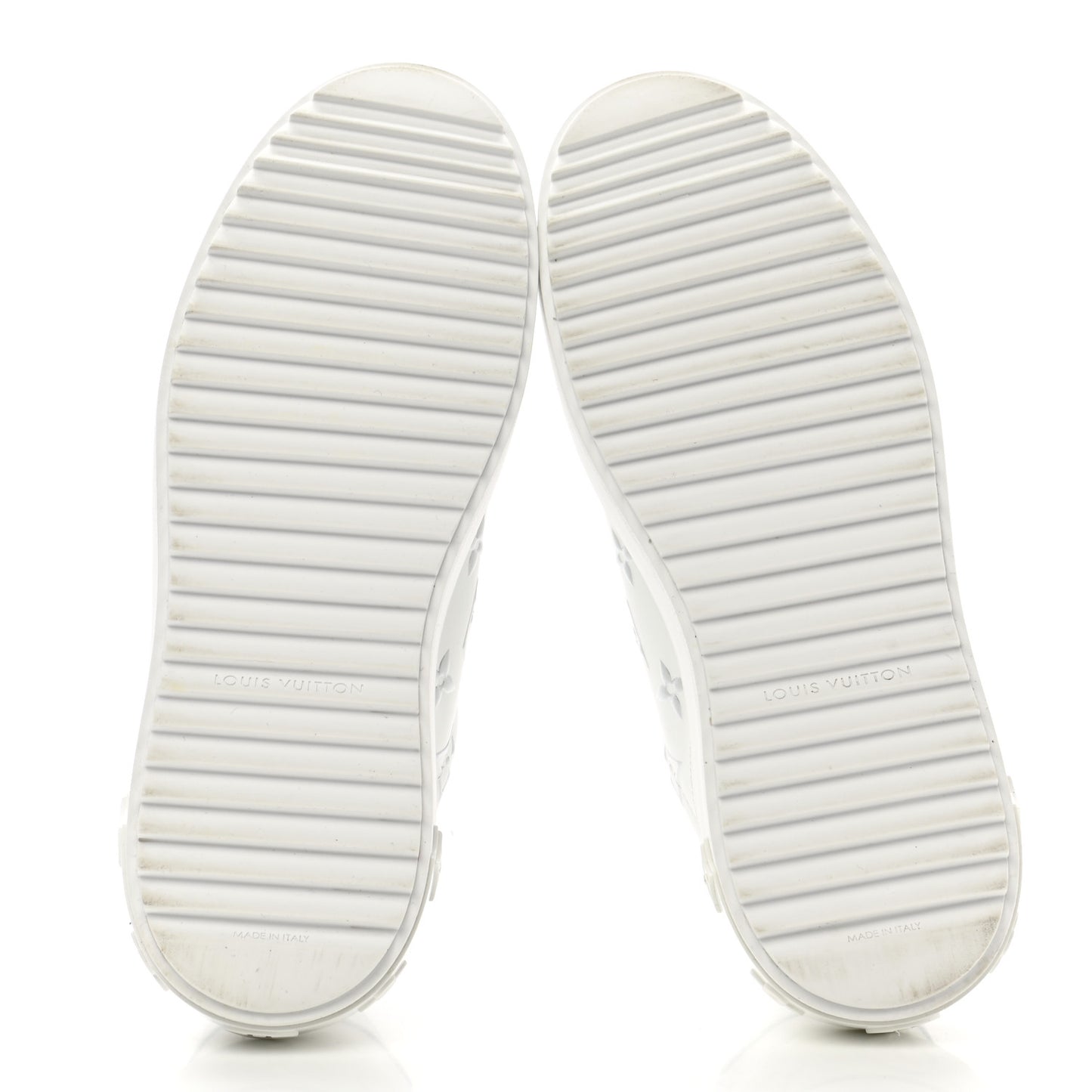 Calfskin Monogram Debossed Time Out Sneakers 38 White Silver