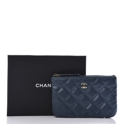 Chanel Metallic Caviar Quilted Small Cosmetic Case Dark Blue 8 of 8