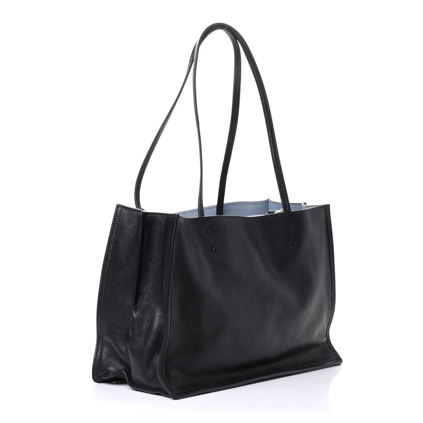 Glace Calfskin Etiquette Tote Black Astrale