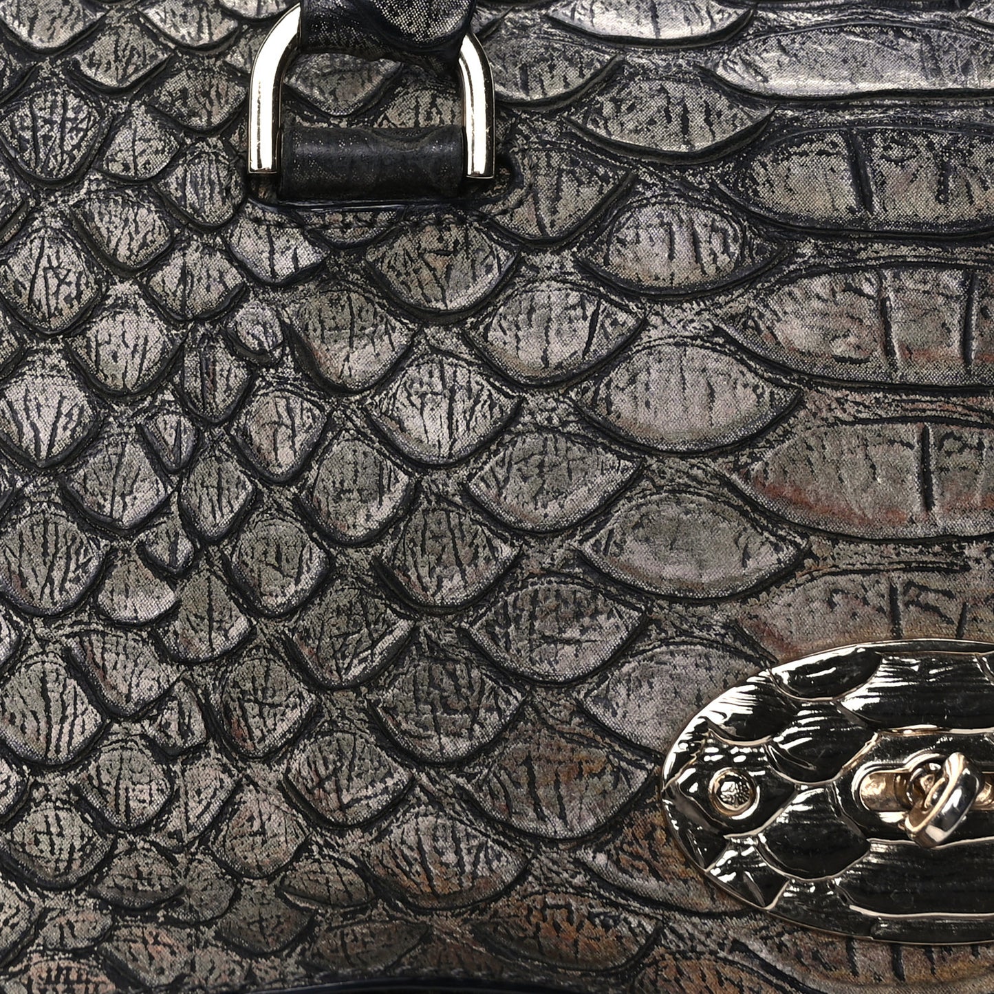Metallic Snake Print Medium Del Rey Satchel Gold