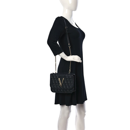 Versace Nappa Quilted Virtus Top Handle Shoulder Bag Grey 2 of 12