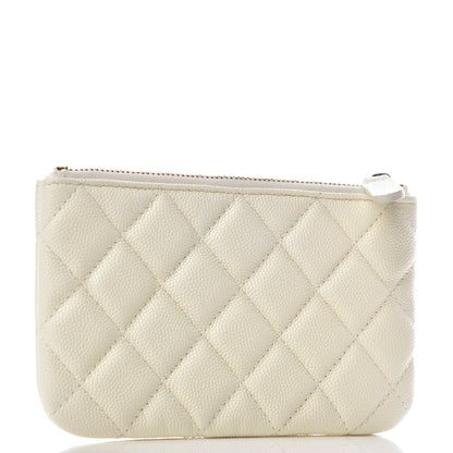 Chanel Caviar Quilted Small Cosmetic Case White 3 of 12