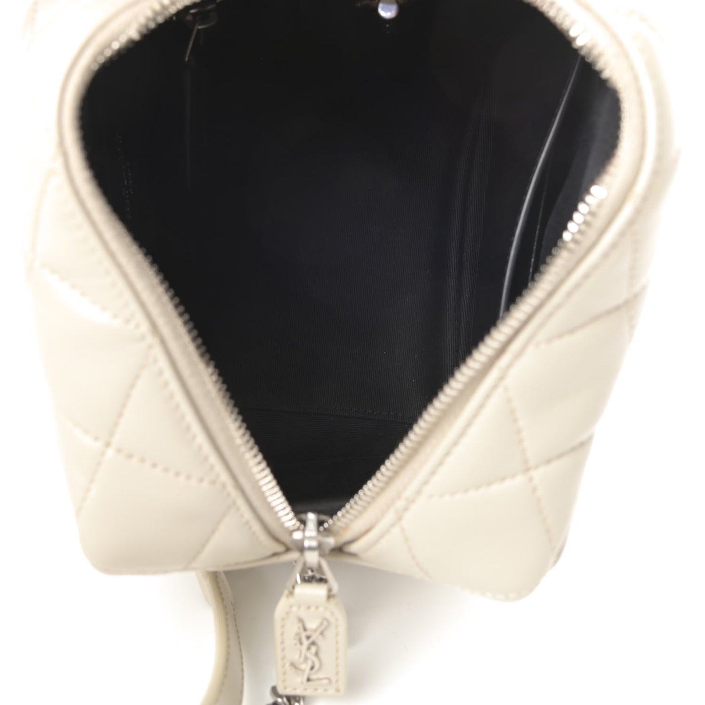 Calfskin Y Quilted Monogram Small Loulou Bowling Bag Ivory