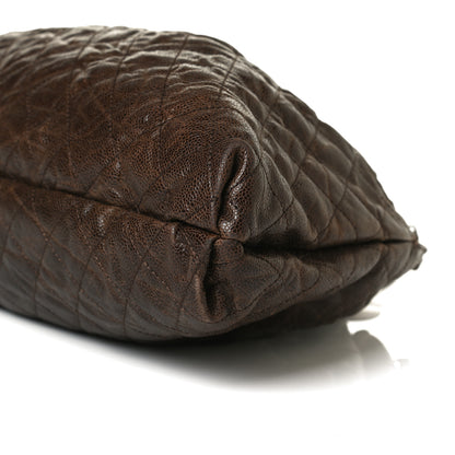 Chanel Distressed Glazed Caviar Quilted Medium Elastic Tote Brown 10 of 13