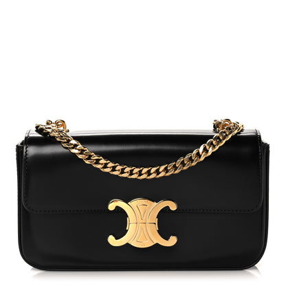 Celine Shiny Calfskin Triomphe Chain Shoulder Bag Black 1 of 10