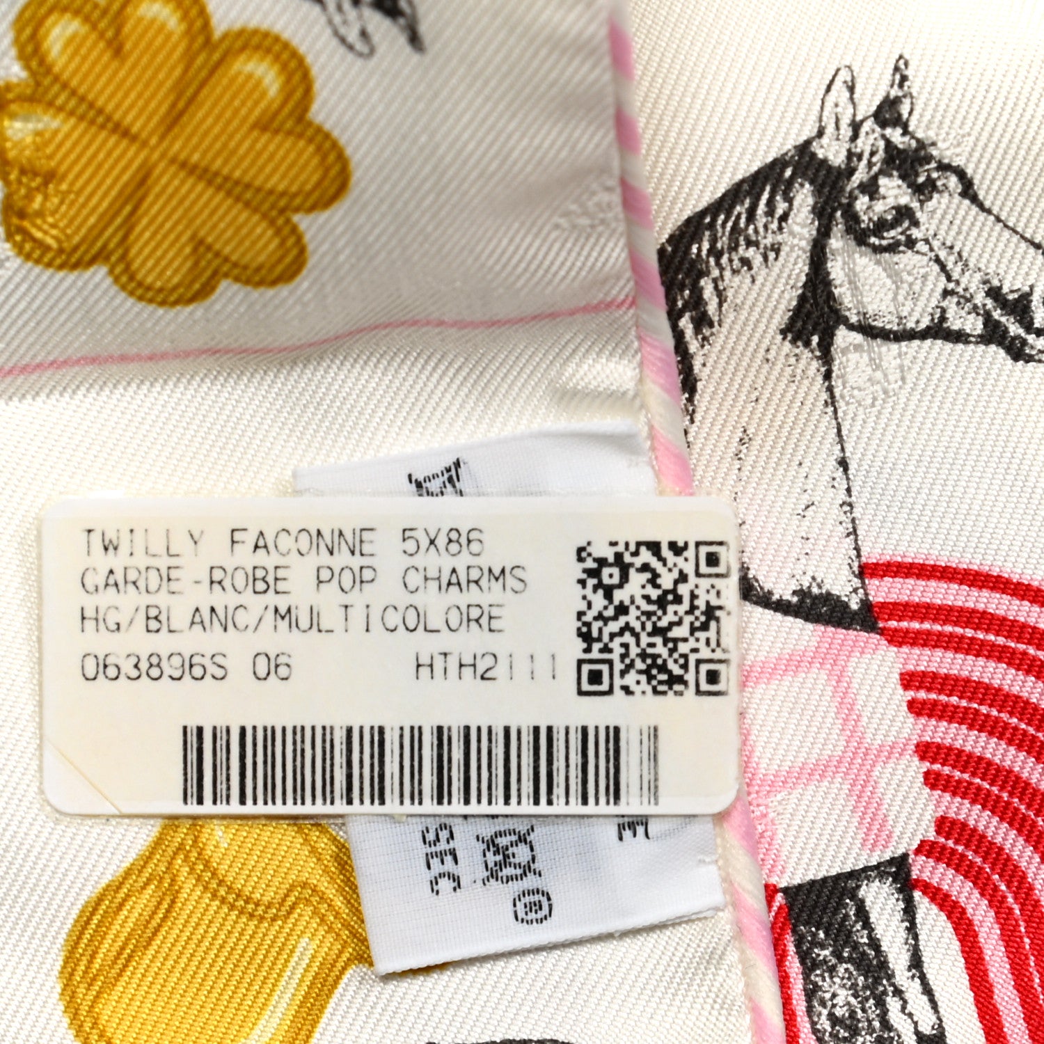 Hermes Silk Garde Robe Pop Charms Twilly White Multicolor 4 of 4