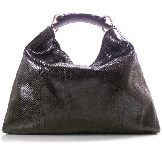 Python Large Horsebit Chain Hobo Black