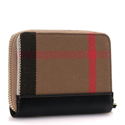 Burberry House Check Grainy Calfskin Mini Zip Around Wallet Black 3 of 6