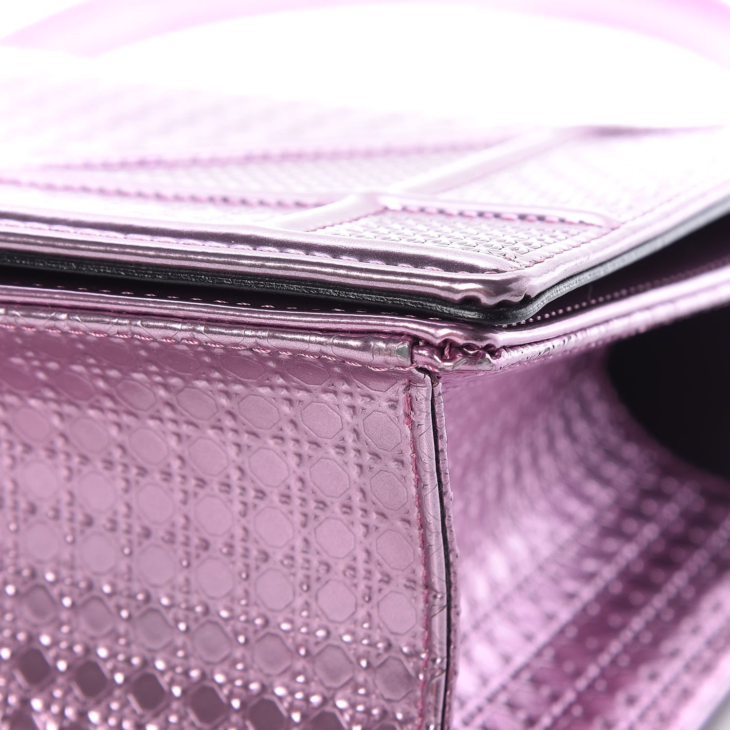 Christian Dior Metallic Patent Micro-Cannage Medium Diorama Flap Bag Pink 8 of 12
