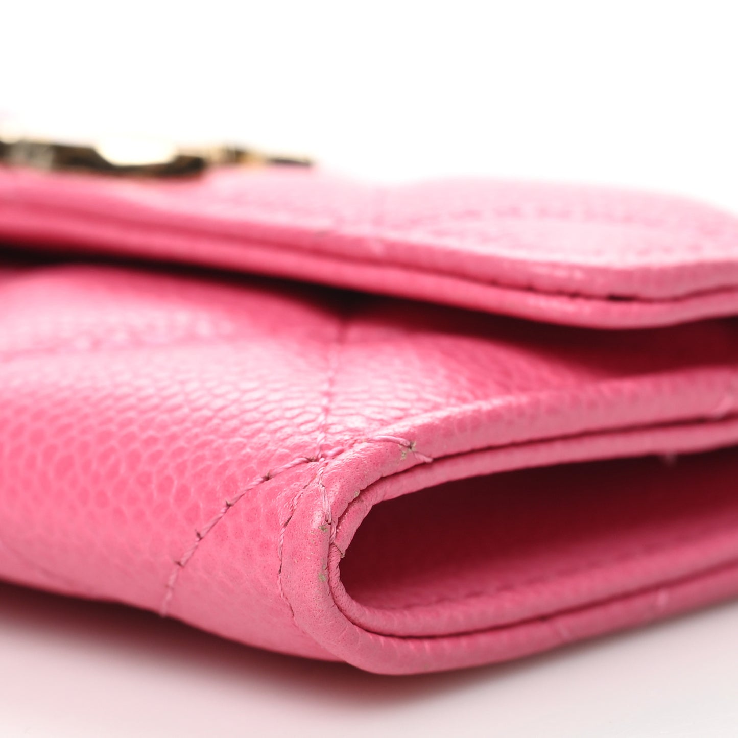 Caviar Quilted Flap Card Holder Pink