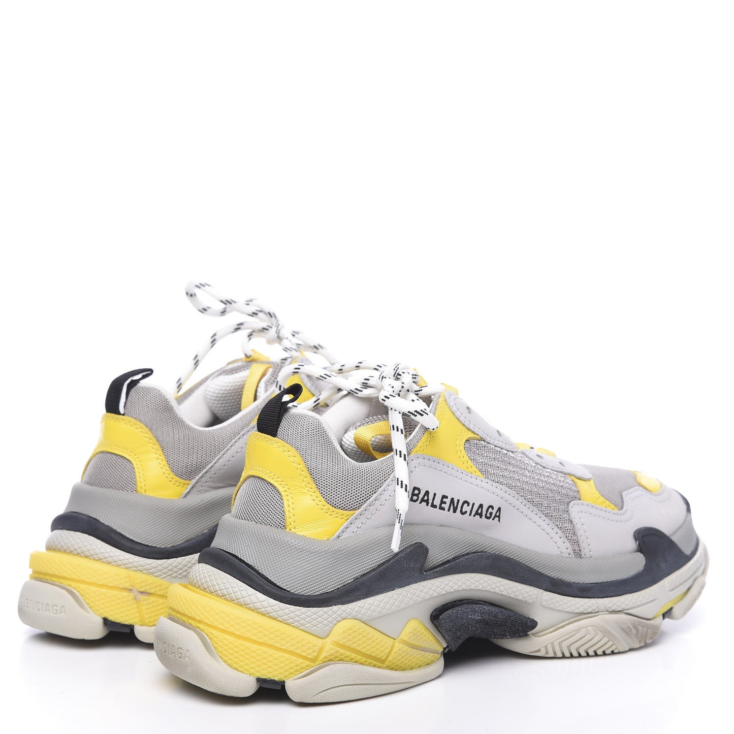 Fabric Mesh Womens Triple S Sneakers 39 Yellow Grey White