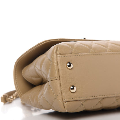 Chanel Caviar Lizard Embossed Quilted Mini Coco Handle Flap Dark Beige 5 of 9