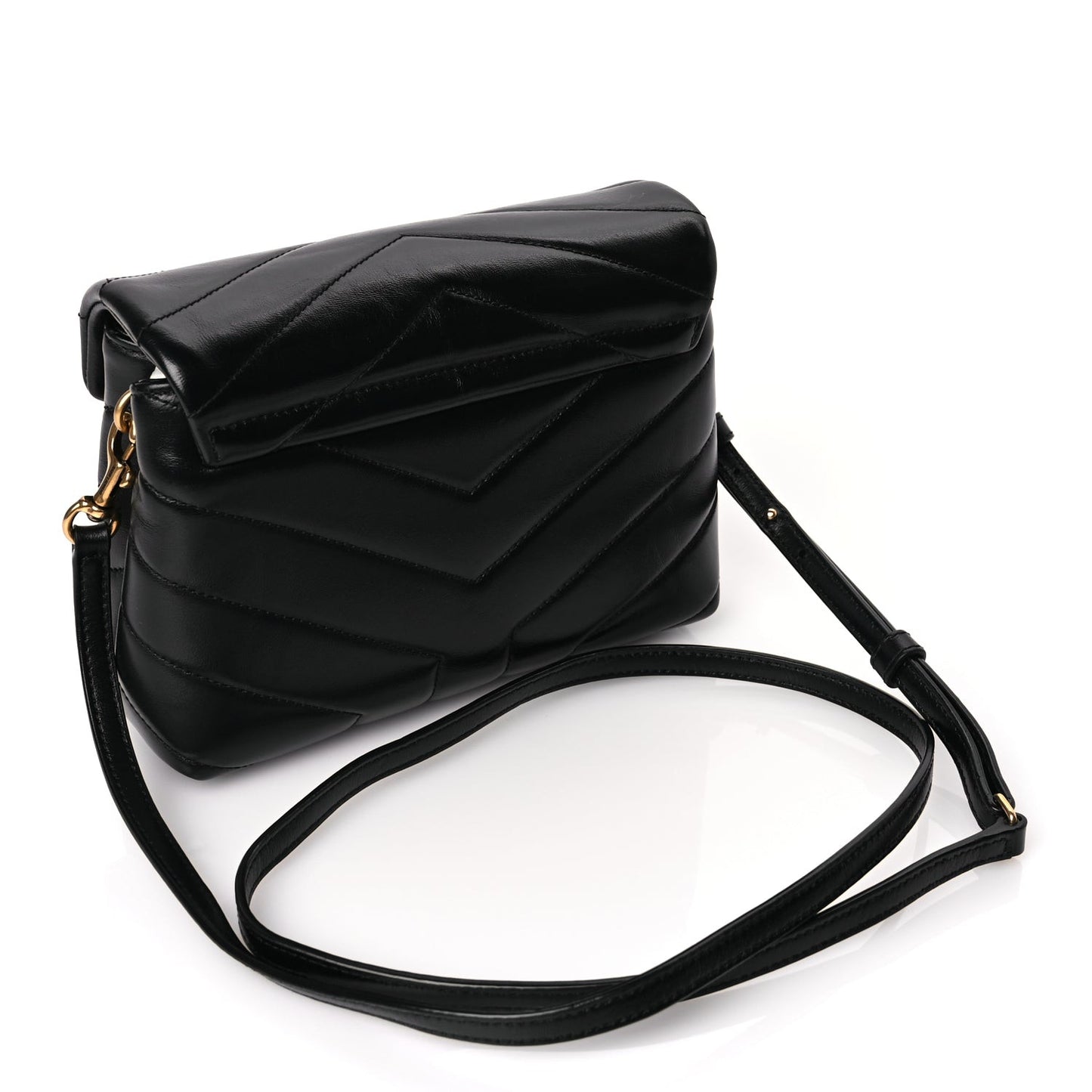 Calfskin Y Quilted Monogram Toy Loulou Crossbody Bag Black