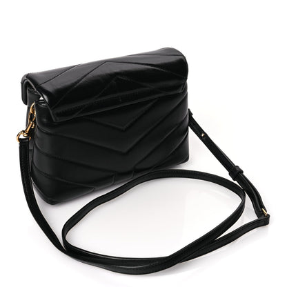 Saint Laurent Calfskin Y Quilted Monogram Toy Loulou Crossbody Bag Black 2 of 8