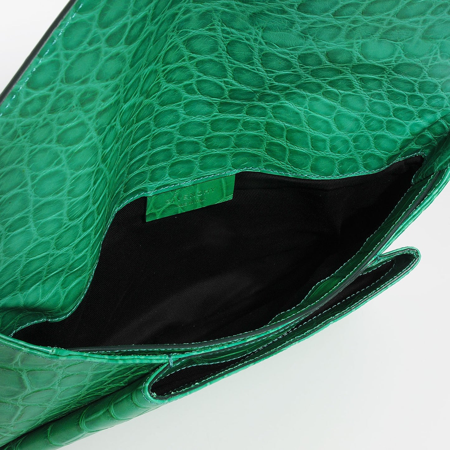 Calfskin Crocodile Embossed Medium Antigona Envelope Clutch Emerald