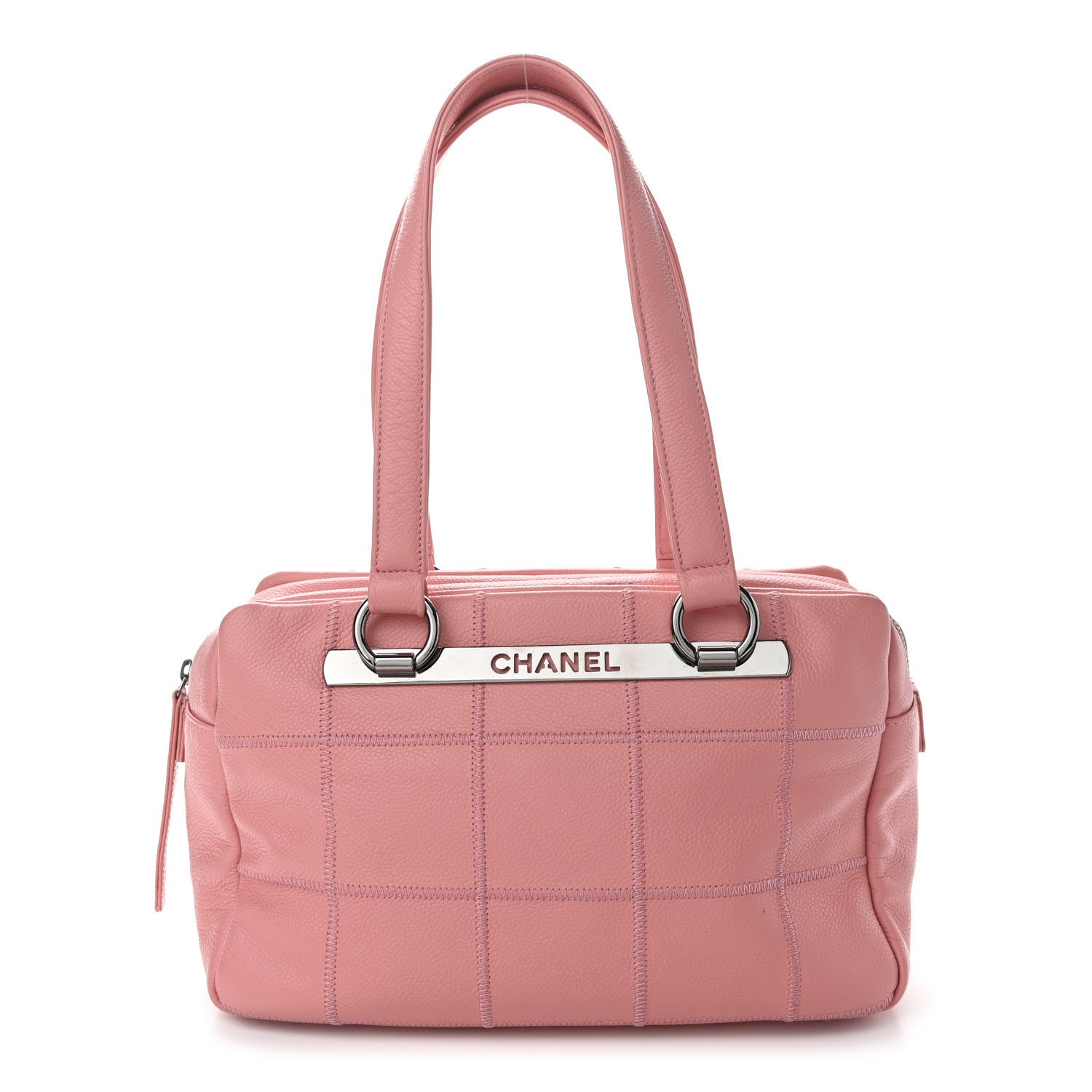 Chanel Caviar Square Stitched Bowler Pink 1 of 9