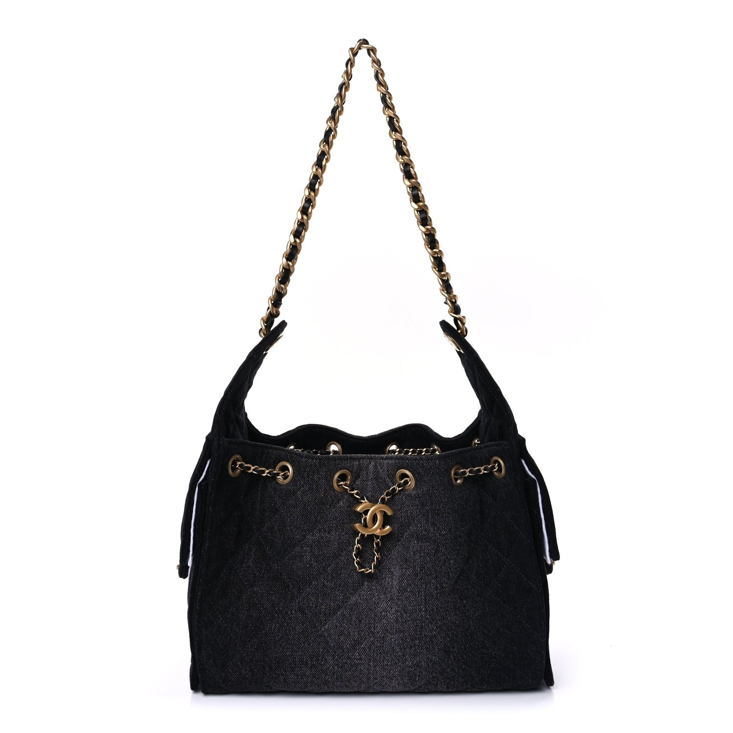 Chanel Washed Denim Quilted Small  25 Handbag  Black 1 of 9