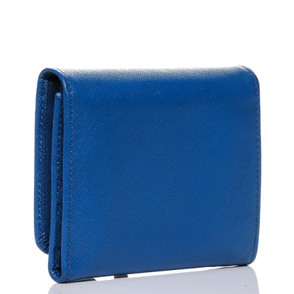 Prada Saffiano Metal Tri-Fold Compact Wallet Cobalto 3 of 7